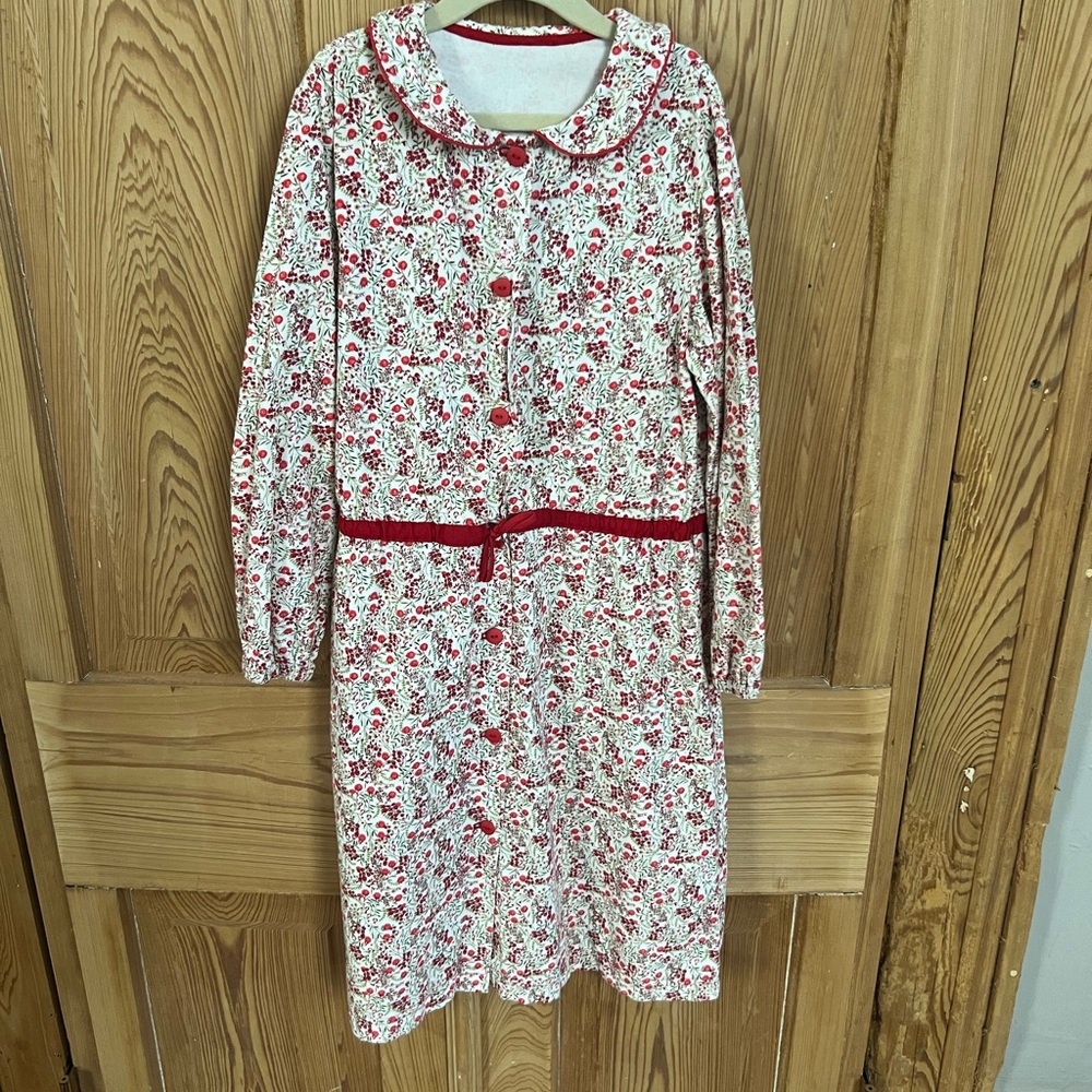 Floral Button-Up Dress with Red Accents